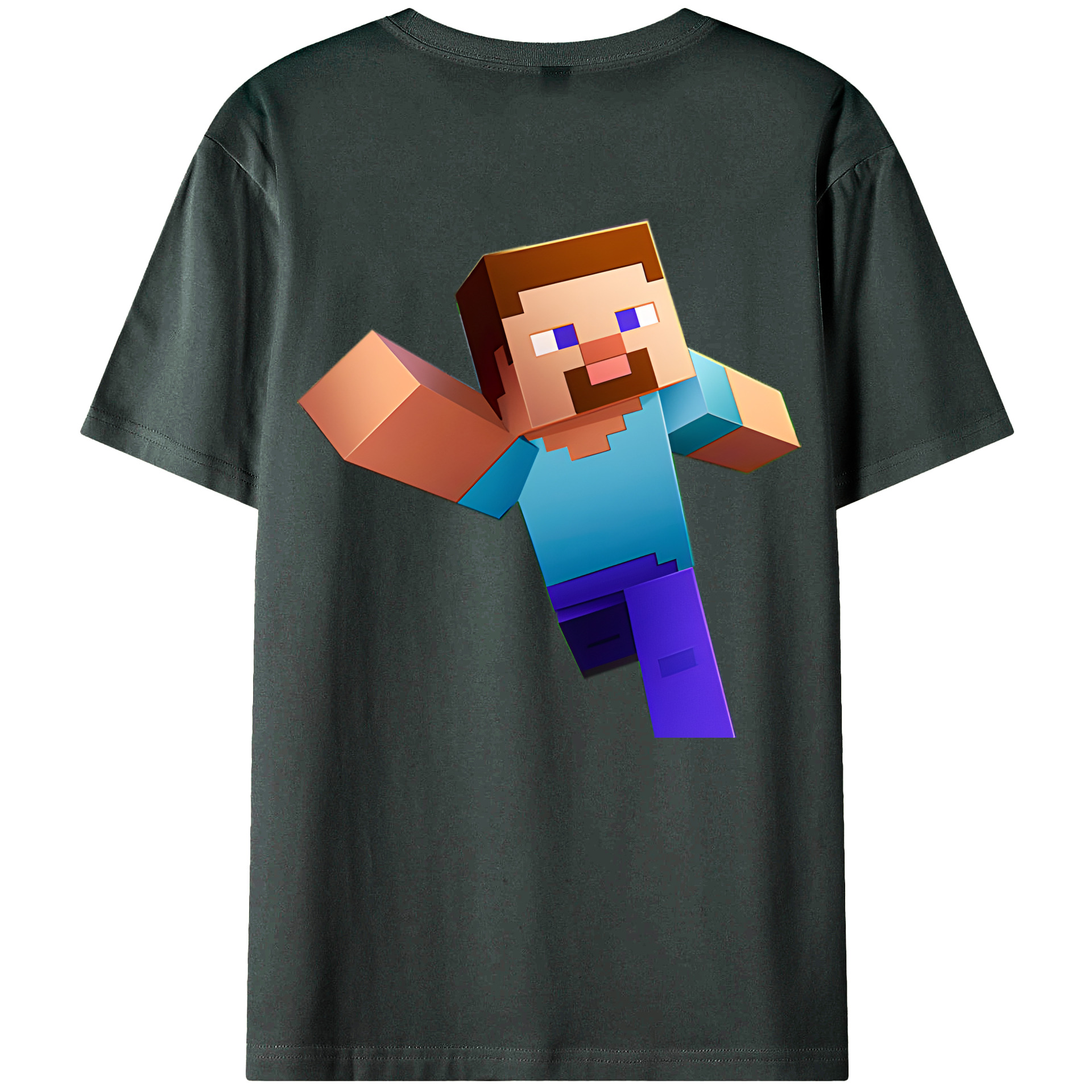 （画像用） マインクラフト ブロックの世界 Minecraft MC Block world 綿100％ メンズ半袖Tシャツ（バックプリント） 通気性